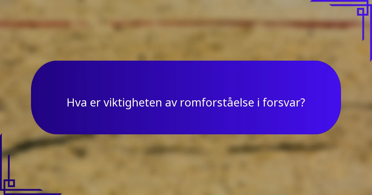 Hva er viktigheten av romforståelse i forsvar?
