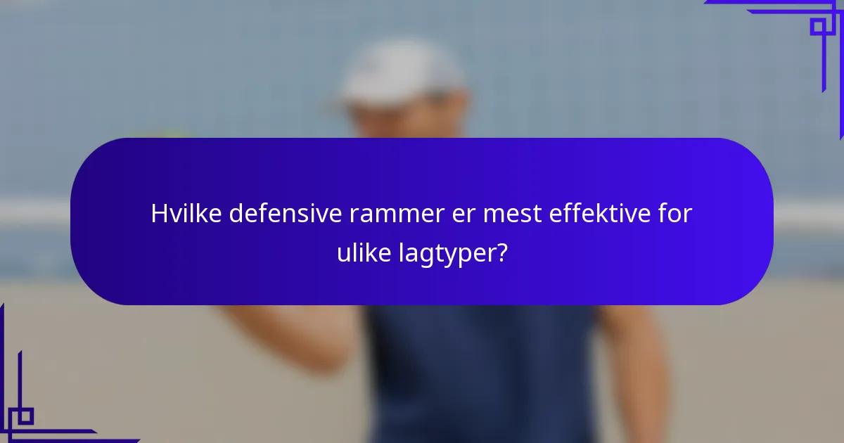 Hvilke defensive rammer er mest effektive for ulike lagtyper?